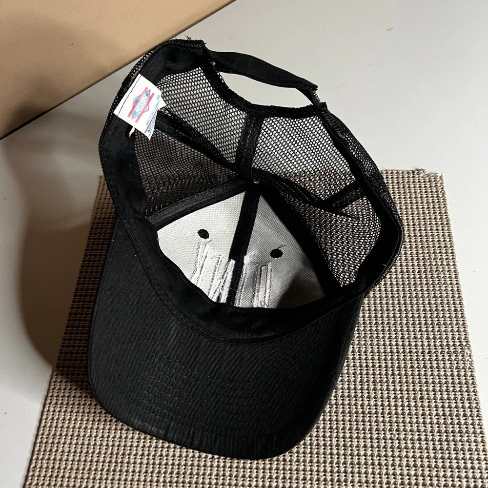 Nissin‎ Cap PINK Embroidered Black Trucker Hat Mesh Back Adjustable Snapback